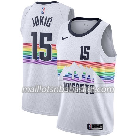 Maillot Homme Denver Nuggets Nikola Jokic 15 2018-19 Nike City Edition Blanc Swingman